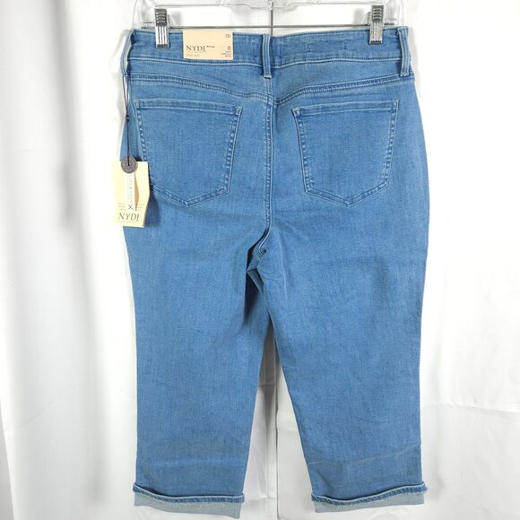 NWT NYDJ Womens 10 31x21 Marilyn Straight Leg Crop Blue Jeans Not Your Daughters - Picture 3 of 8